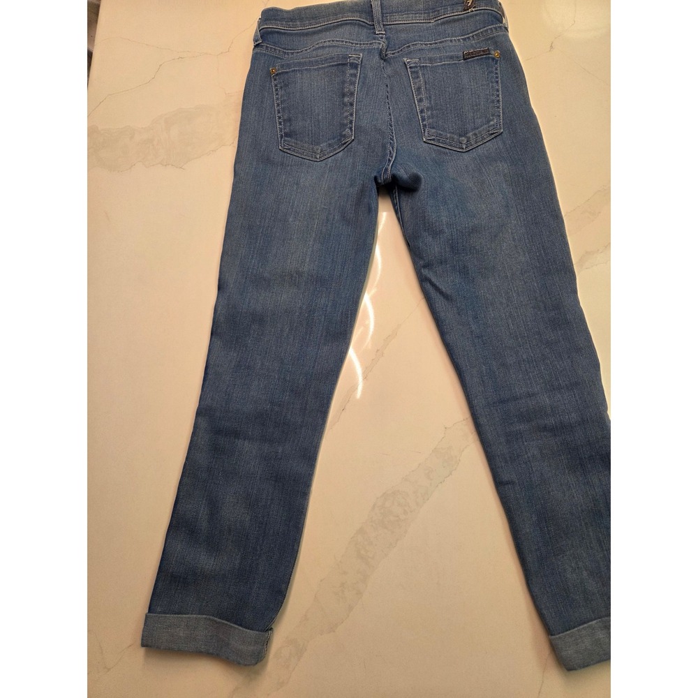 7 For All Mankind The Skinny Crop & Roll Medium Wash Stretch Jeans Size 25 - Picture 4 of 10